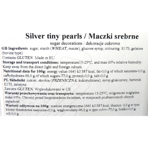 Maczki cukrowe perłowy srebrny 50 g